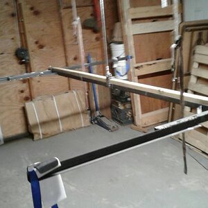 #2. This is the cradle I built to cut and remove the rear section to the body. First try failed and had to do some reinforcing on the framework of the