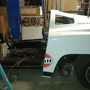 #9 . after cutting in half ...this shows where the engine was ... when seated my right shoulder was actually against the Alternator .... not acceptabl