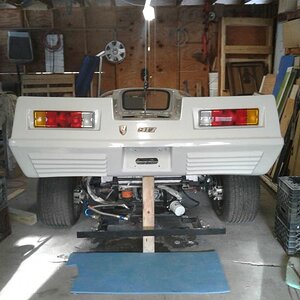 This shows the height of the rear when I received the car ... the rear lip is 50 inches from the ground ....the rear Radiator has now been removed als