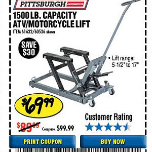 Sale Coupon for Motorcycle Lift