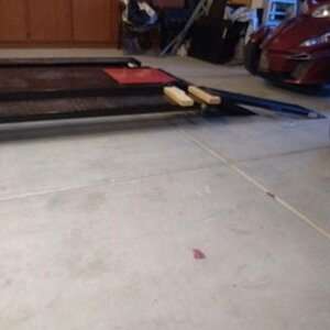 IMG 20180305 183909693
the second piece of wood was for other ramp. He also whittled the wood so its ramped when tire comes down onto extension