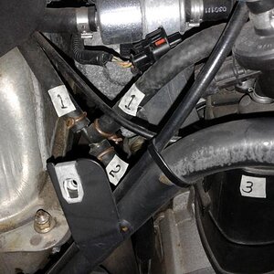 Resized 20180406 161103 7445
Hose #1 and #1 were cut to fit on the "T" in the manner shown....#2 is the NEW - Down tube if there is an overflow from t