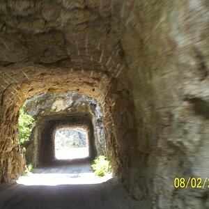 Light at the end of the tunnel. Could see Mt Rushmore images through here.