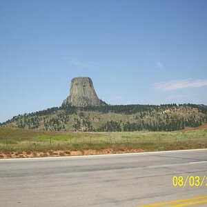 Stand alone shot of Devils Tower.