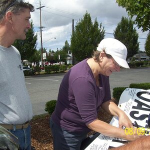 Pat putting her name down.