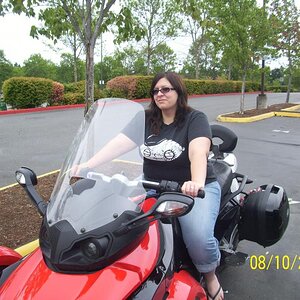 Daughter Amy wants to take a whirl.