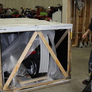 Starting to unwrap crate. First view of the RT-S.