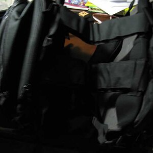 06: Top view of squished bags with velcro mounting straps