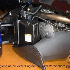 Spyder Dealertoomuchiol 1- After removing 12oz of oil (overfilled by factory or dealer) I am on the BRP recommended oil level mark, now