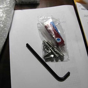 05:  They sent along a special allen wrench and the required hardware.