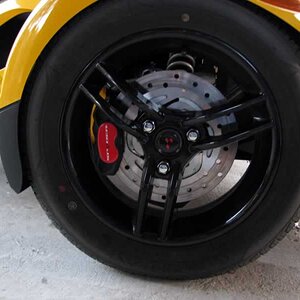 Black powder coated front wheels with BRP caliper trim kit