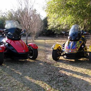 Here is a shot of both Spyders.  My wife's is the red SE5, while mine is the one that used to be yellow.