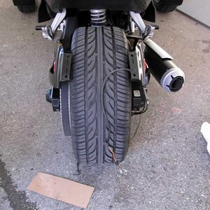 Rear fender removed for safe drilling