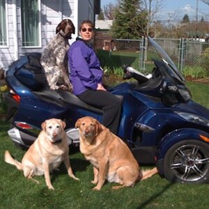 Carson on the bike, Morgan and Denver.