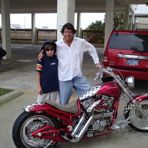 5 1 2010 Sam, his son Ronny and Bourget custom chopper he bought at Sturgis, in 1999.