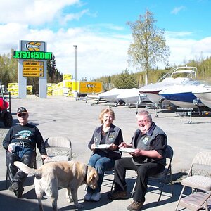 akspyderman, Hal, Gerry, and summit having pre-ride breakfast.