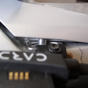 Side view of helmet locks with back rest locked down