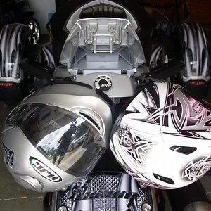 Helmets hang safely freeing up your hands