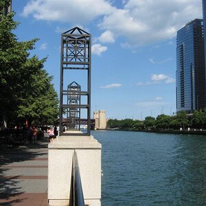 River walk view to Lake Michigan.