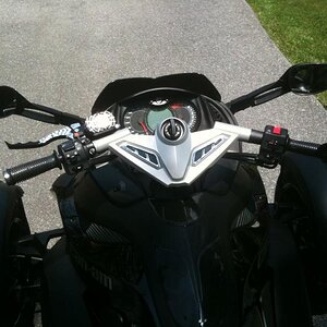 mirror extensions, 2" riser and custom shift lever, shift cover, cramp buster