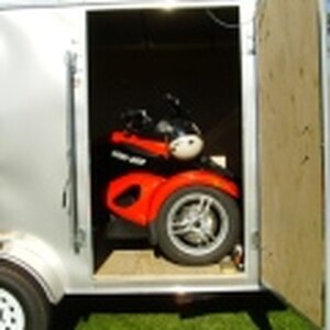 Spyder in trailer, side door