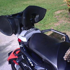 BackRest from BRP.  Notice the Silver Sport rack.  Dumb sales clerk knew it was a Red Spyder because he sold it to me.  I just sighed and kept it.  It