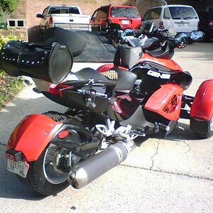 RearView,  The "saggy" bag was a leftover from my Harley Heritage Softail Classic.  Think I'm going to get rid of it and purchase the Bikers Friend ba