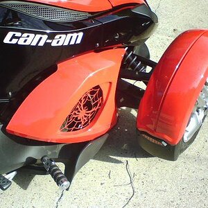 SpyderPanel,  Highway Pegs from KewlMetal.  Mudflap LED's from ESI,  GloRiders (with yellow LEDs).