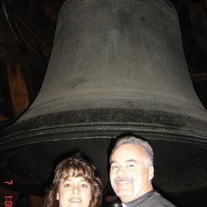 Vickie and I waiting to ring the bell.