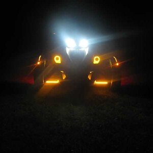 LED on only.  White headlight rings, amber foglight rings, and other lights.