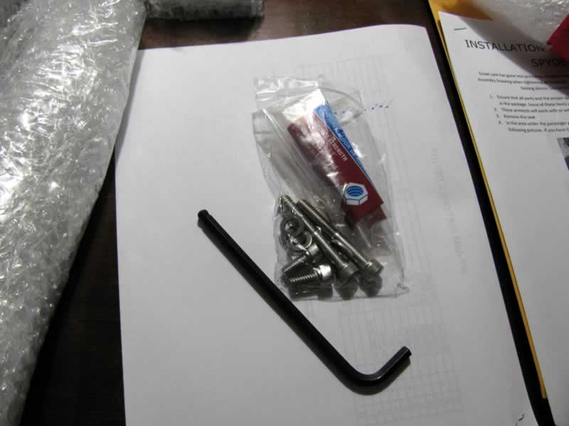 05:  They sent along a special allen wrench and the required hardware.