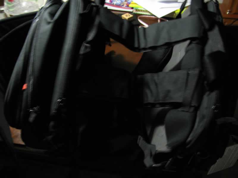 06: Top view of squished bags with velcro mounting straps