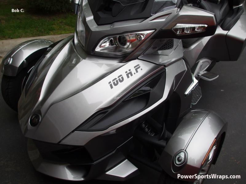 100 hp Decals for your Spyder. Or tell us what you want the decal to say.  Email: pete@powersportswraps.com