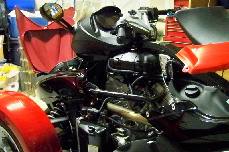 1st lesson in accessorizing ... DON'T accidently drop a bolt down into the engine because then you have to pull off all the panels and spend a REALLY 