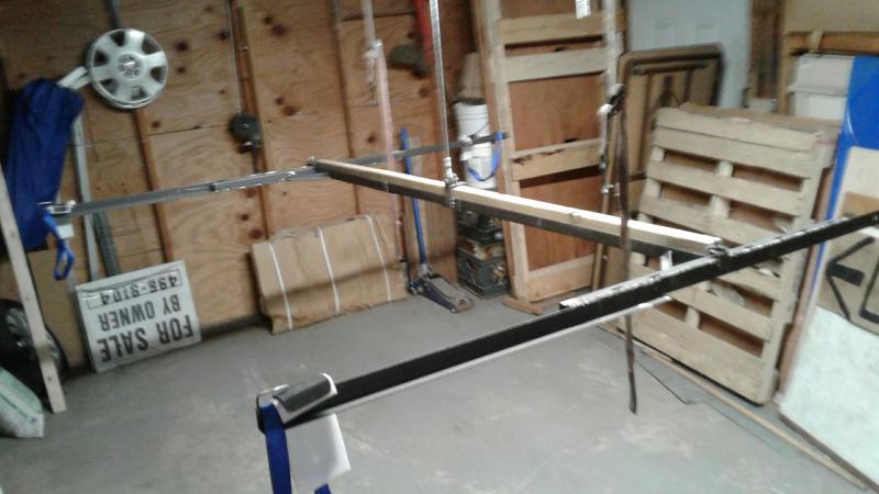 #2. This is the cradle I built to cut and remove the rear section to the body. First try failed and had to do some reinforcing on the framework of the