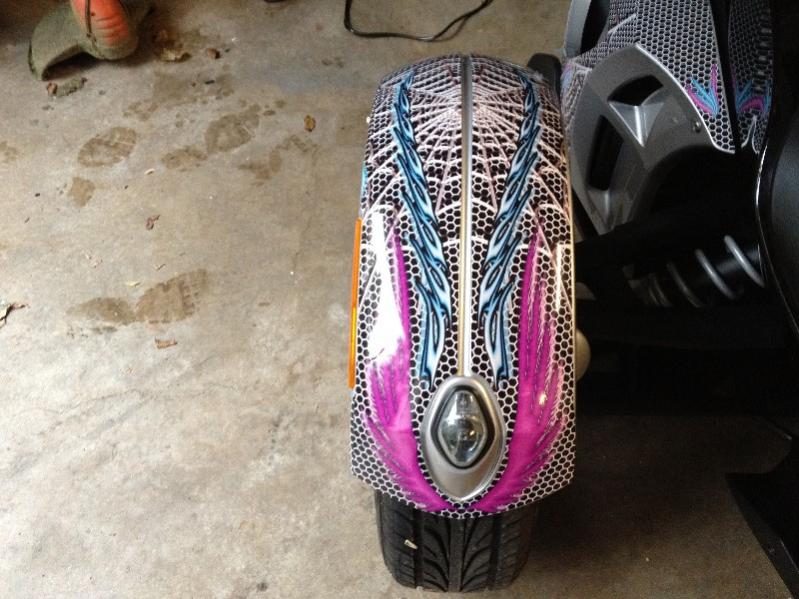 2009 SM5 Silver Spyder with custom www.powersportswraps.com skin.  Fender from front.