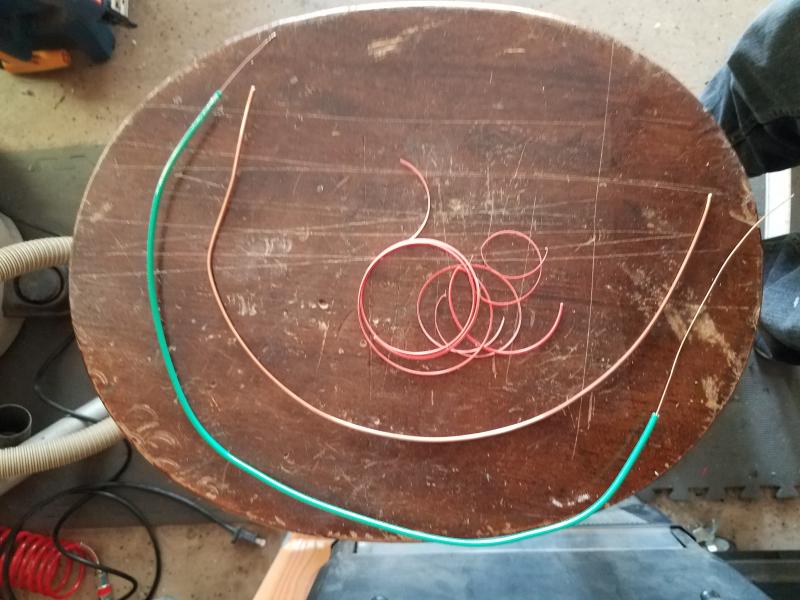 20180525 113422 #1
Pull the copper wire out of the casing, in this case a ground wire from a romex wire. The strip a thinner copper wire that will fit