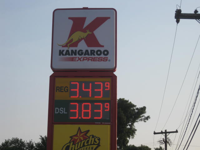 $3.43 when we left home in Georgetown,SC