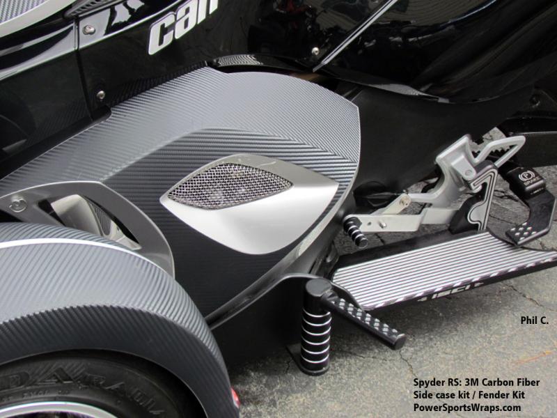 3M carbon fiber RS Side case pre-cut panels. Easy peel & stick apply. powersportswraps.com