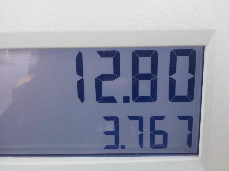 3rd Fill-Up while pulling Moto-Mate Camper- This was from Lamonts heading to Maggie Valley with speeds reaching triple digits & do'n the twisties like