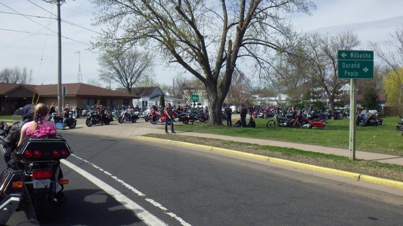 50th anniversary of the "Flood Run" - an estimated 30,000 motorcycles participated along the Mississippi River Road from Lakeland, MN towards the sout