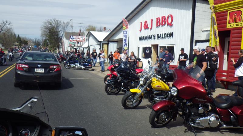 50th anniversary of the "Flood Run" - an estimated 30,000 motorcycles participated along the Mississippi River Road from Lakeland, MN towards the sout