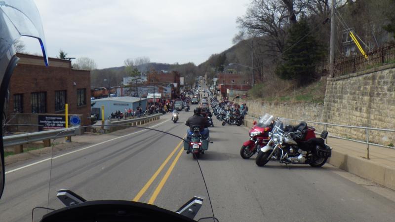50th anniversary of the "Flood Run" - an estimated 30,000 motorcycles participated along the Mississippi River Road from Lakeland, MN towards the sout
