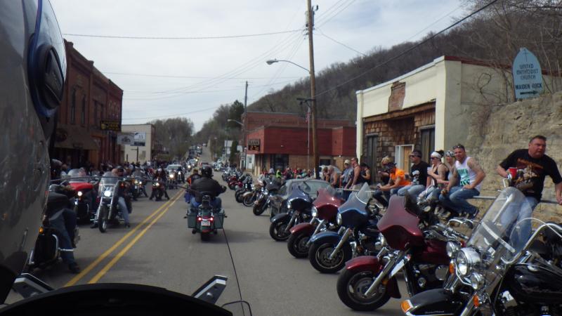 50th anniversary of the "Flood Run" - an estimated 30,000 motorcycles participated along the Mississippi River Road from Lakeland, MN towards the sout