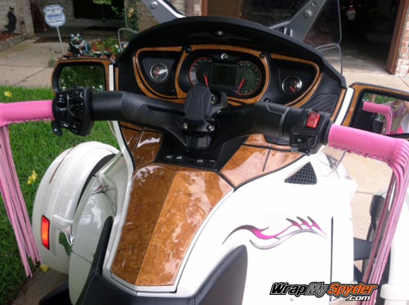 A beautiful combination of our Honey Burl dash kit along with Barbwire 101 graphics kit in Pink.  814-838-6377