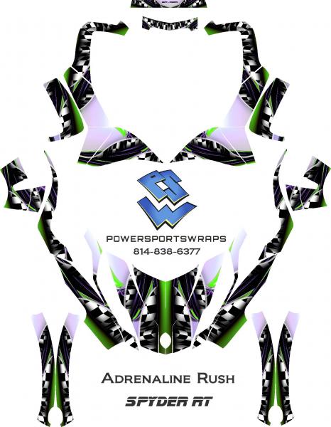 Adrenaline Rush Kit:  Spyder RT pre-cut panel graphics kit.  You peel & apply these amazing custom air-brush looking graphics.  Why paint when we make