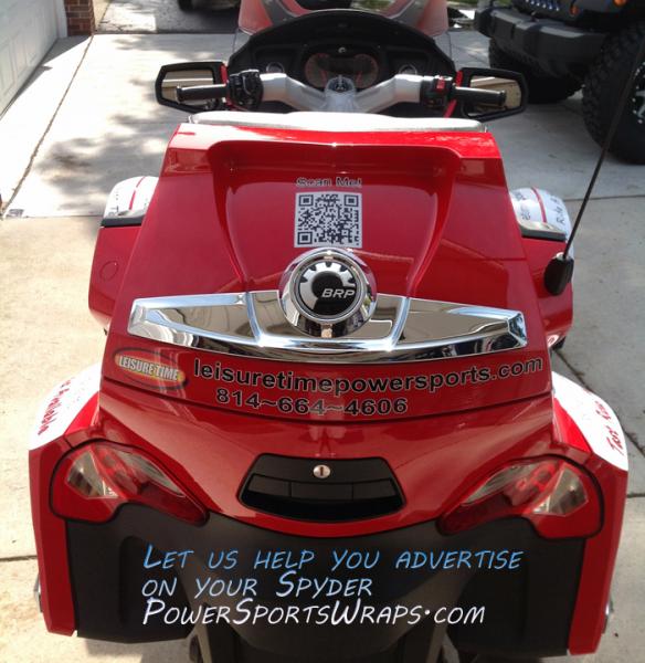 Advertise on your Spyder... Reflective film available for night view.