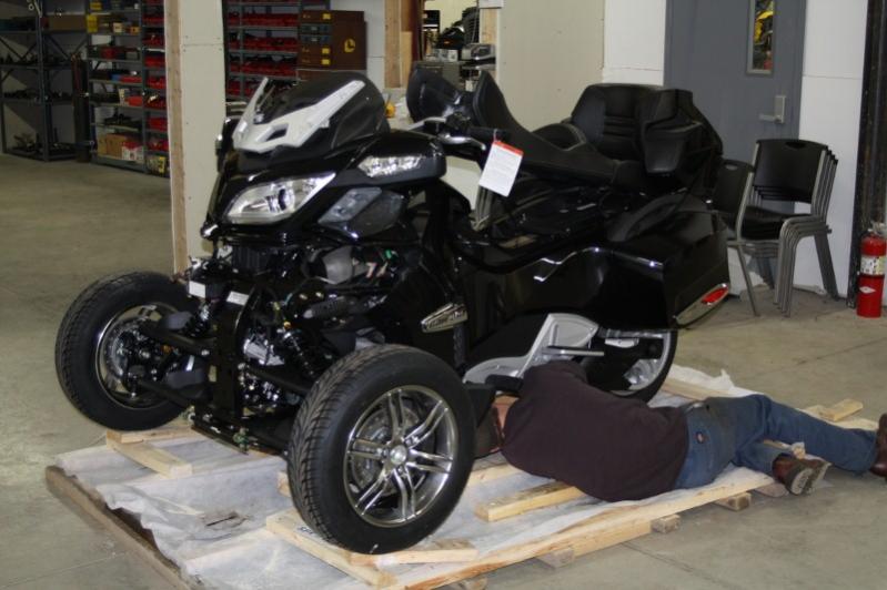 After wheels are put on, the rear suspension had to have air pressure added so RT-S could be rolled off crate base.