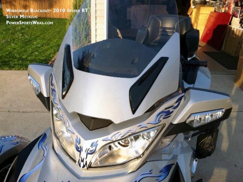 All new 2010 Windshield blackout now available.  We produced this one in Silver Metallic to match her bike.