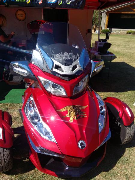 Artwork and windscreen etching done at rally grounds.